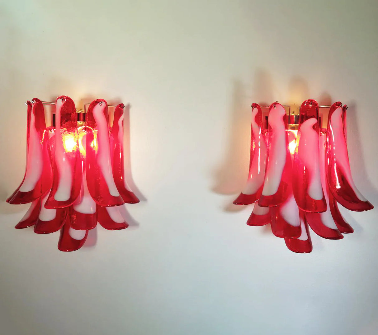 Vintage Murano Red Wall Lights 16.5"H