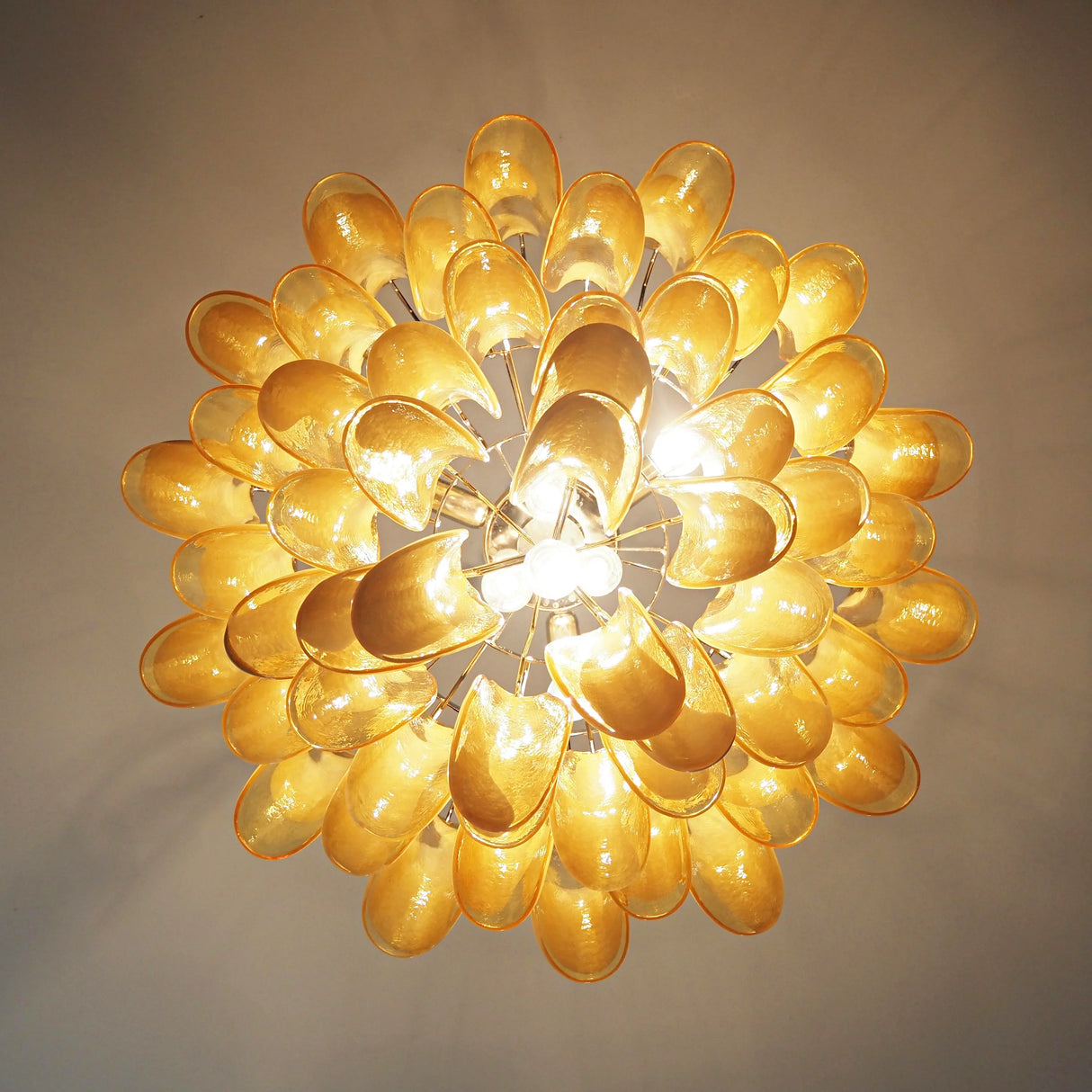 Vintage Caramels Glass Murano Petals Chandelier 26.6"