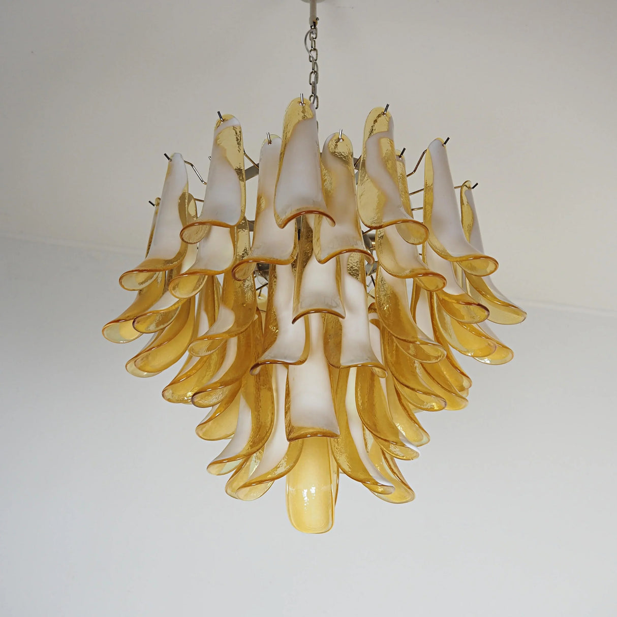 Vintage Caramels Glass Murano Petals Chandelier 26.6"