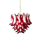 Vintage Red Glass Murano Petals Chandelier 26.6"