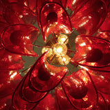 Vintage Red Glass Murano Petals Chandelier 26.6"