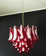 Vintage Red Glass Murano Petals Chandelier 26.6"