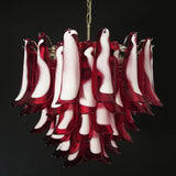 Vintage Red Glass Murano Petals Chandelier 26.6"