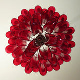 Vintage Red Glass Murano Petals Chandelier 26.6"