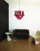 Vintage Red Glass Murano Petals Chandelier 26.6"