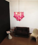 Vintage Red Glass Murano Petals Chandelier 26.6"