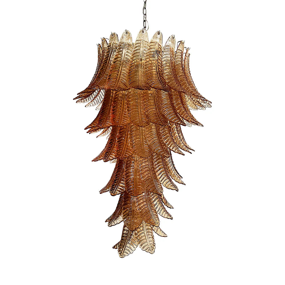 Murano Amber Felch Spiral Chandelier 27.5"