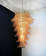 Murano Amber Felch Spiral Chandelier 27.5"