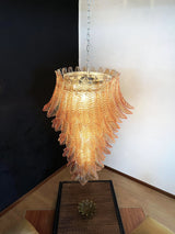 Murano Amber Felch Spiral Chandelier 27.5"