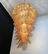 Murano Amber Felch Spiral Chandelier 27.5"