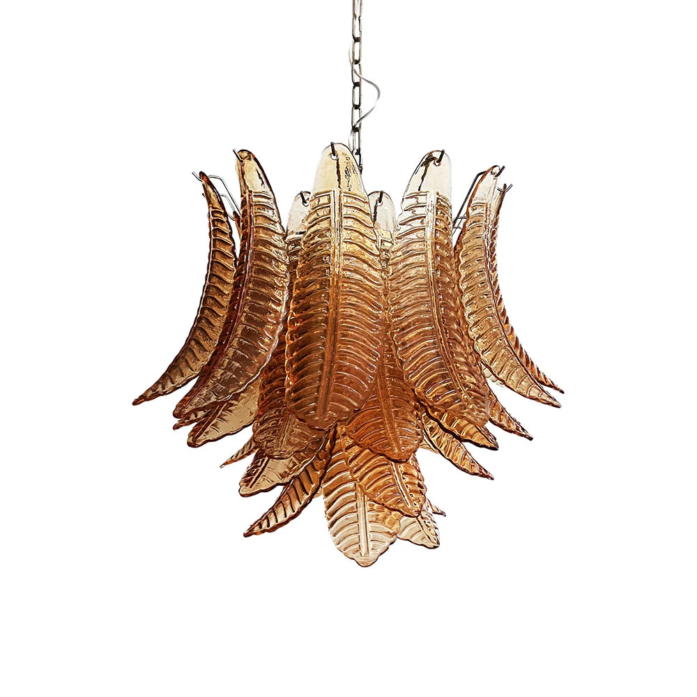 Murano Amber Ferns Glass Chandelier 31.5"