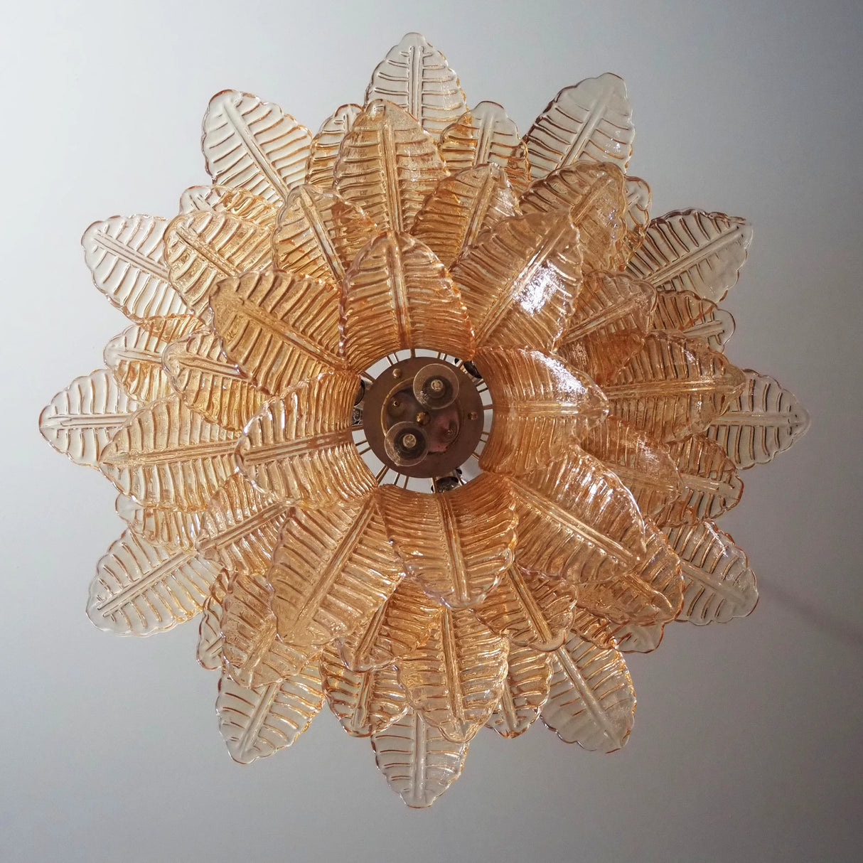 Murano Amber Ferns Glass Chandelier 31.5"