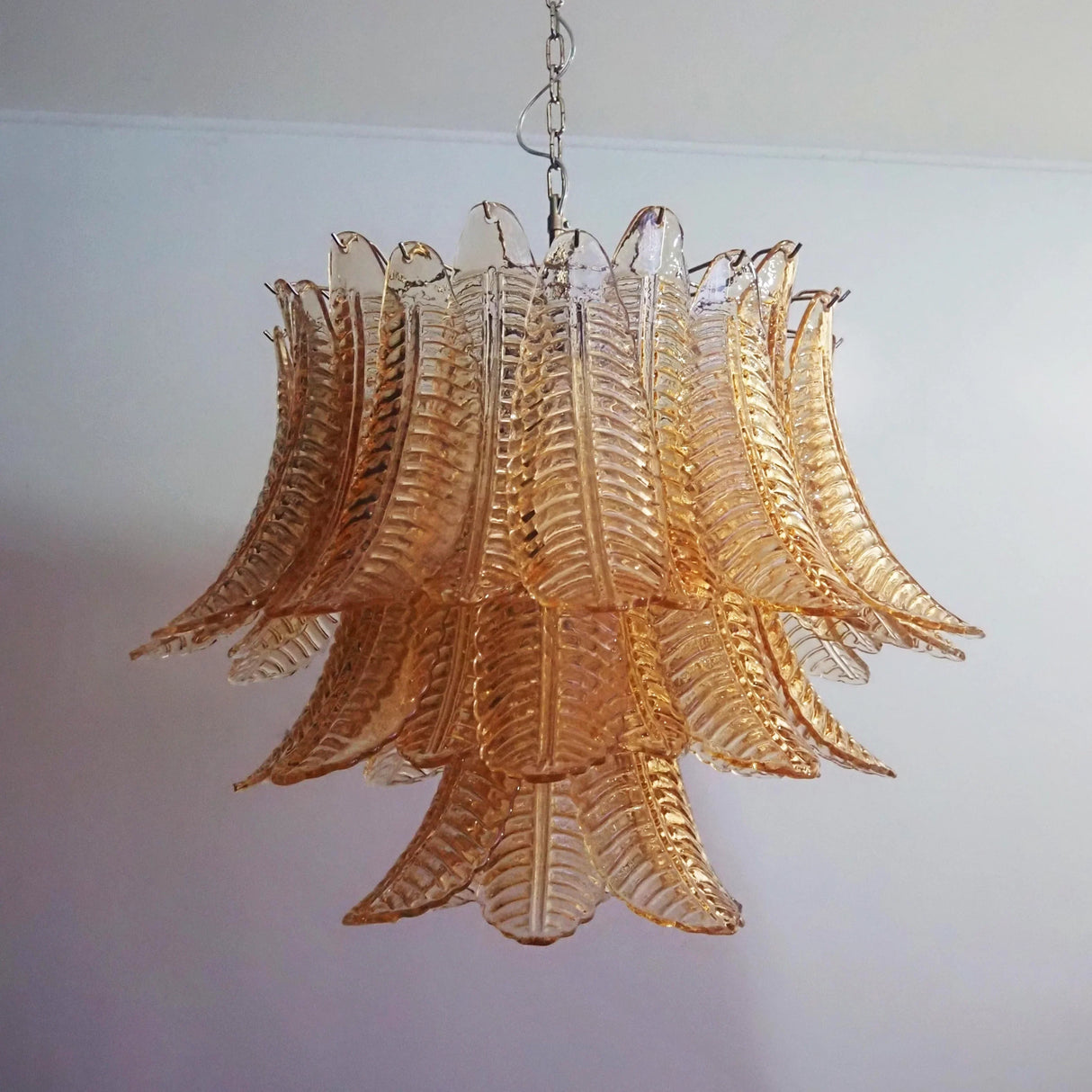 Murano Amber Ferns Glass Chandelier 31.5"