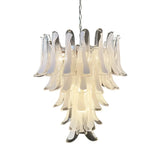 Vintage Transparent Murano Glass Petals Chandelier 26.6"