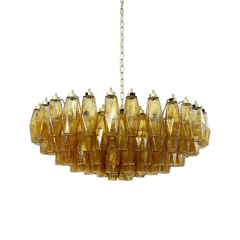 Murano Faceted Amber Glass Chandelier 35.4"