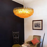 Murano Faceted Amber Glass Chandelier 35.4"