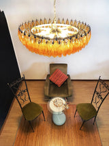 Murano Faceted Amber Glass Chandelier 35.4"