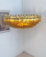 Murano Faceted Amber Glass Chandelier 35.4"