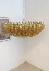 Murano Faceted Amber Glass Chandelier 35.4"