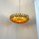 Murano Faceted Amber Glass Chandelier 35.4"