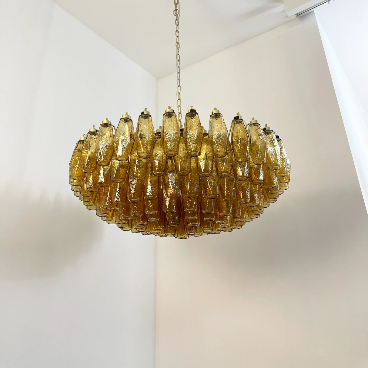 Murano Faceted Amber Glass Chandelier 35.4"