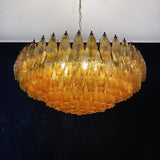 Murano Faceted Amber Glass Chandelier 35.4"