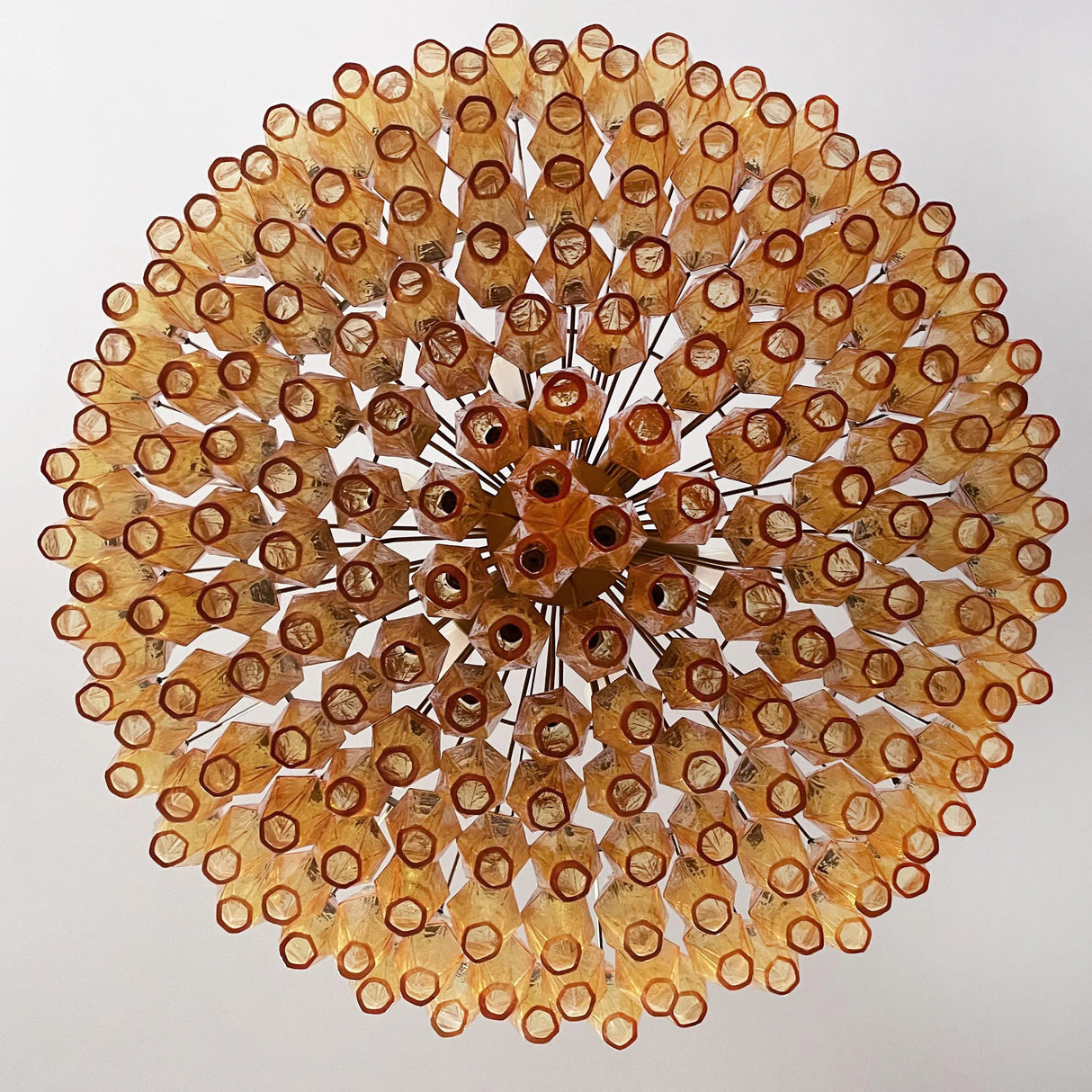 Murano Faceted Amber Glass Chandelier 35.4"