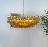 Murano Faceted Amber Glass Chandelier 35.4"