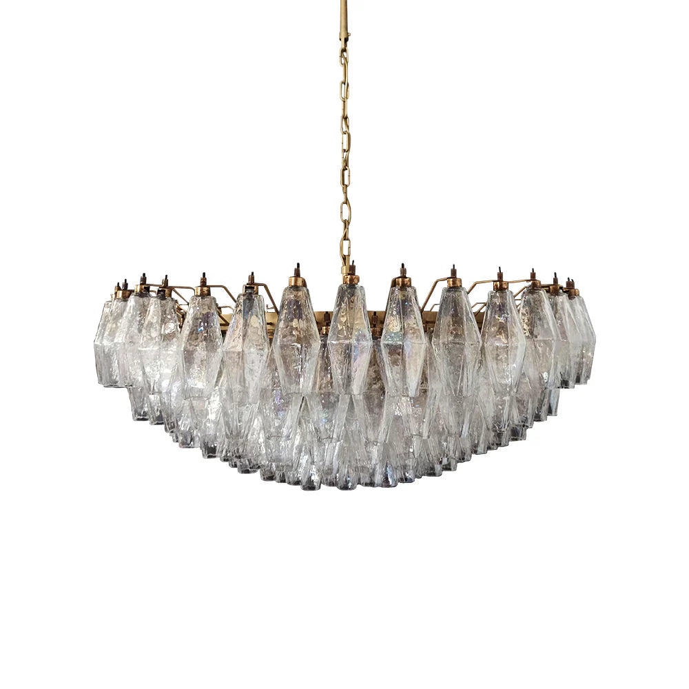 Murano Faceted Transparent Glass Chandelier 35.4"