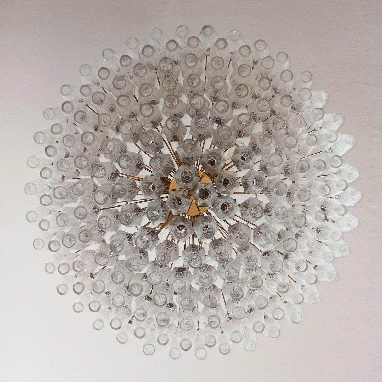 Murano Faceted Transparent Glass Chandelier 35.4"