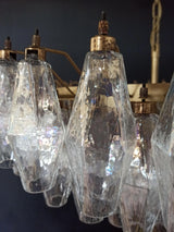 Murano Faceted Transparent Glass Chandelier 35.4"