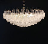 Murano Faceted Transparent Glass Chandelier 35.4"