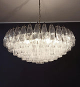 Murano Faceted Transparent Glass Chandelier 35.4"