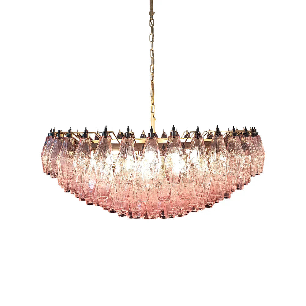 Murano Faceted Pink Glass Chandelier 35.4"