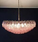 Murano Faceted Pink Glass Chandelier 35.4"