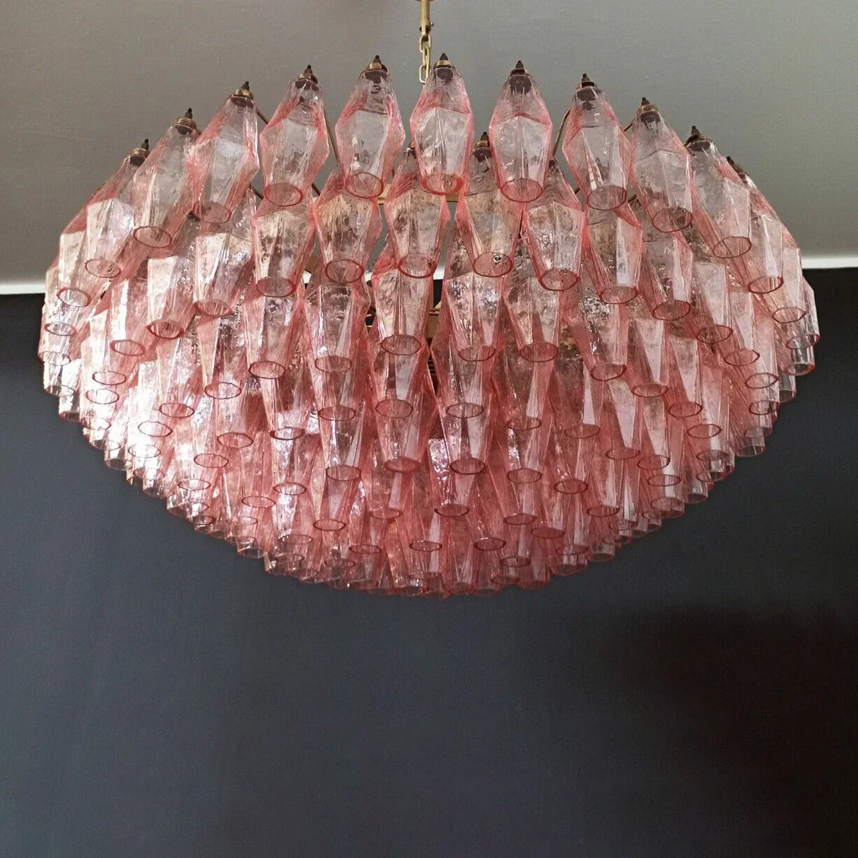 Murano Faceted Pink Glass Chandelier 35.4"