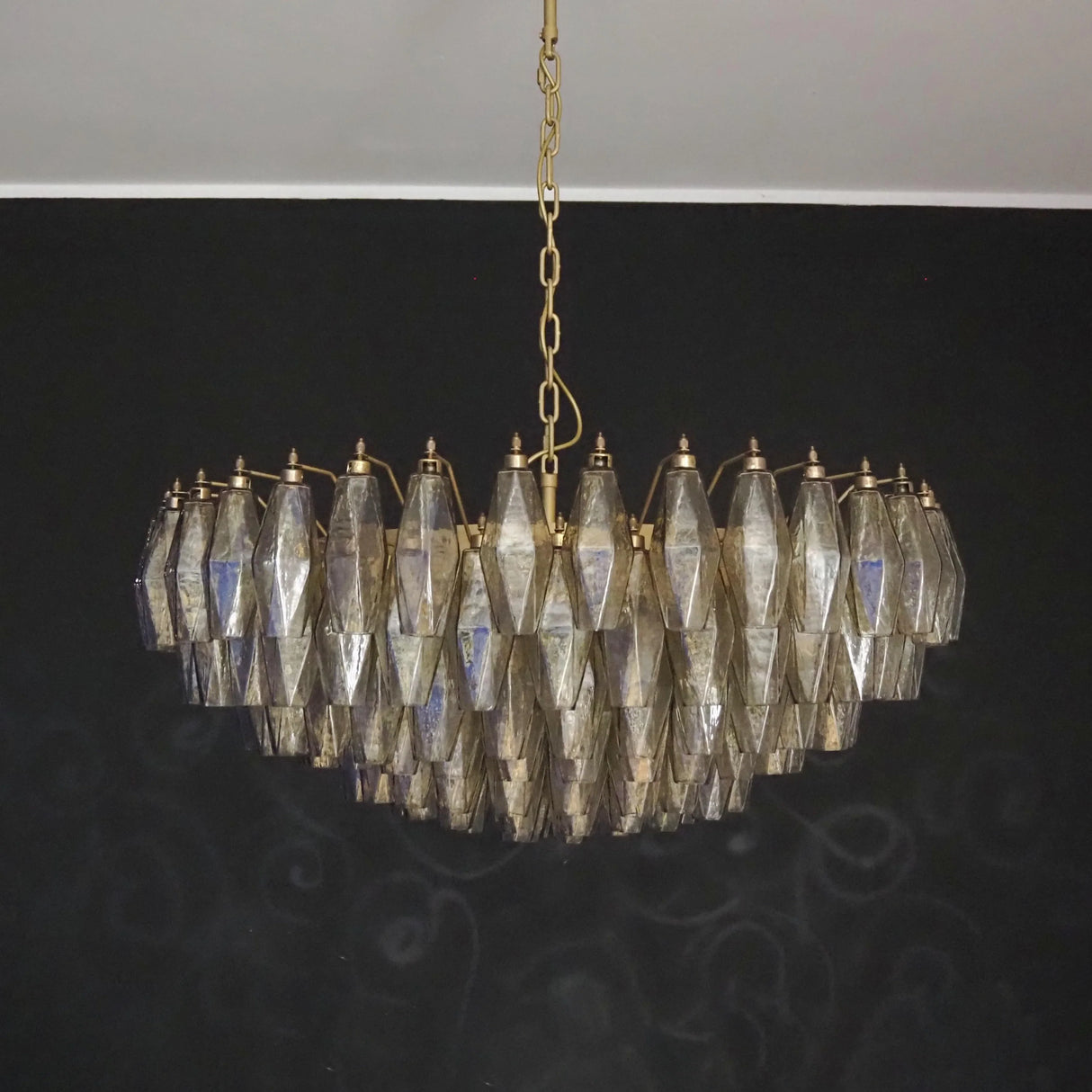 Murano Faceted Smoked Glass Chandelier 35.4"