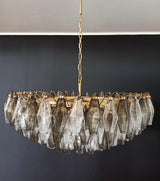 Murano Faceted Transparent Smoked Glass Chandelier 35.4"