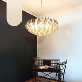 Murano Faceted Transparent Smoked Glass Chandelier 35.4"