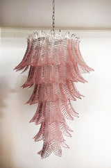 Murano Pink Felch Spiral Chandelier 27.5"