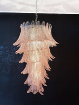 Murano Pink Felch Spiral Chandelier 27.5"