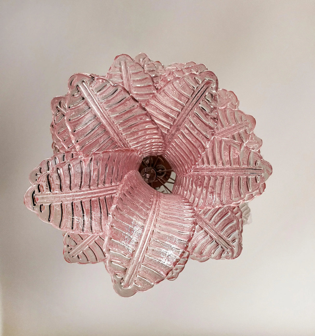 Murano Pink Felch Spiral Chandelier 27.5"