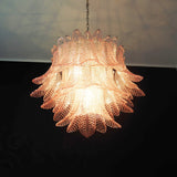 Murano Pink Ferns Glass Chandelier 31.5"