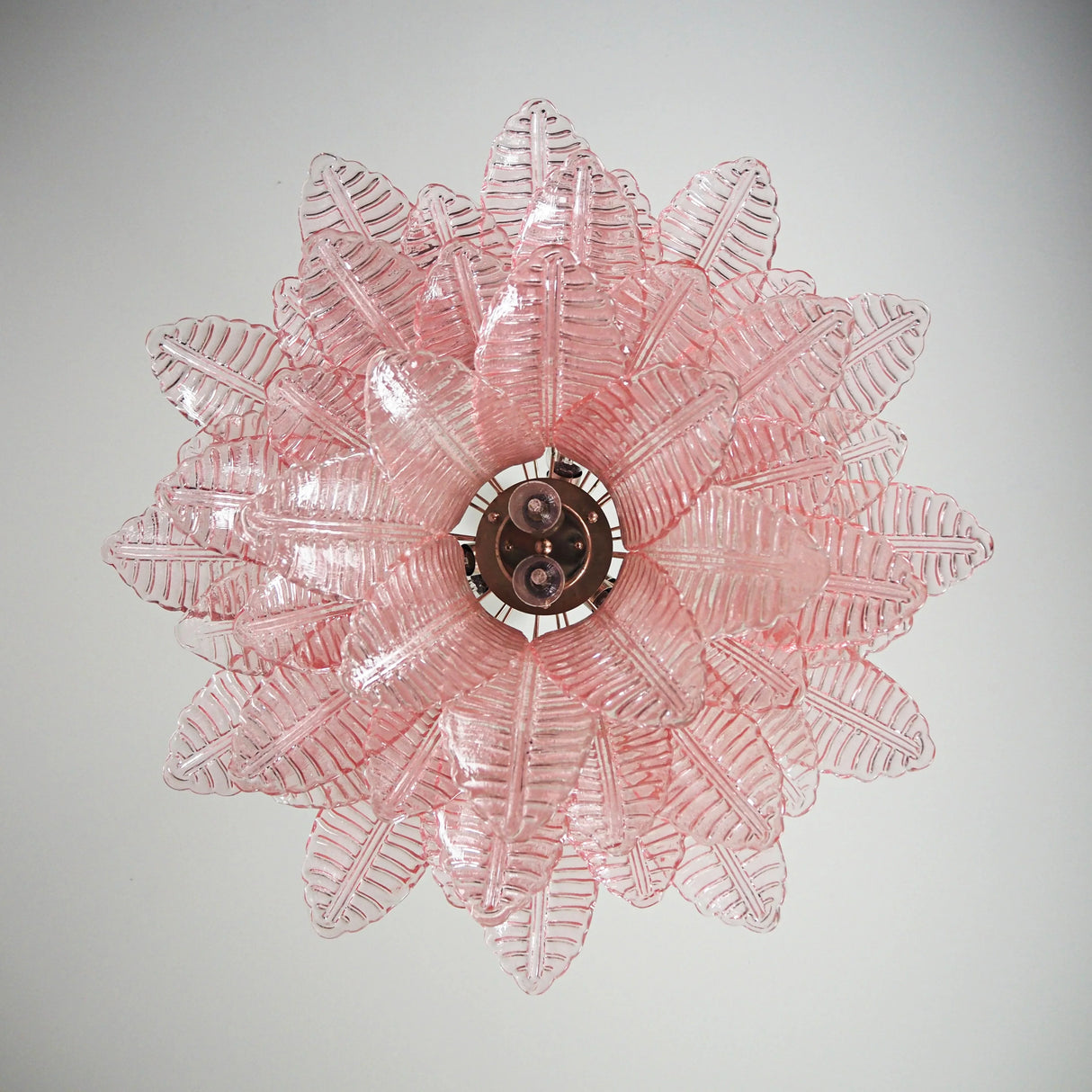 Murano Pink Ferns Glass Chandelier 31.5"