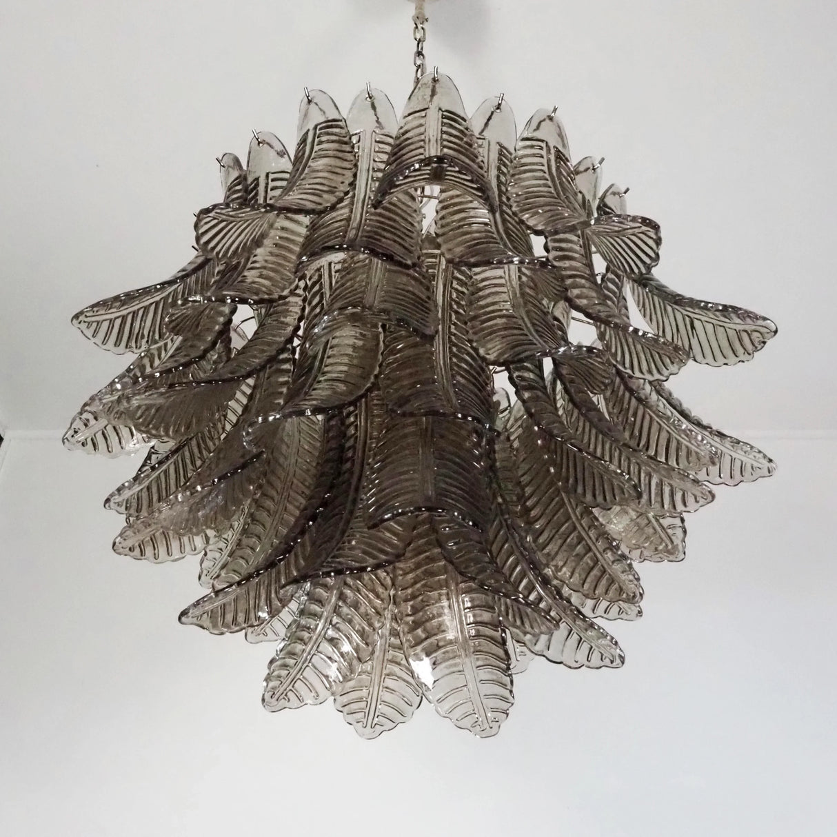 Murano Smoked Ferns Glass Chandelier 31.5"