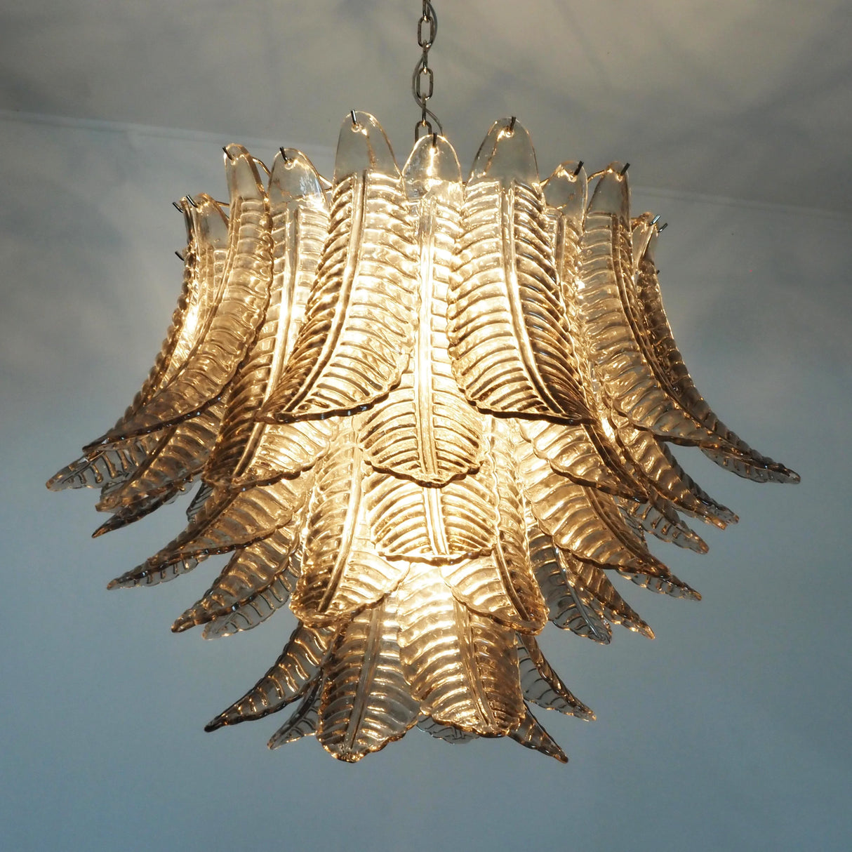 Murano Smoked Ferns Glass Chandelier 31.5"