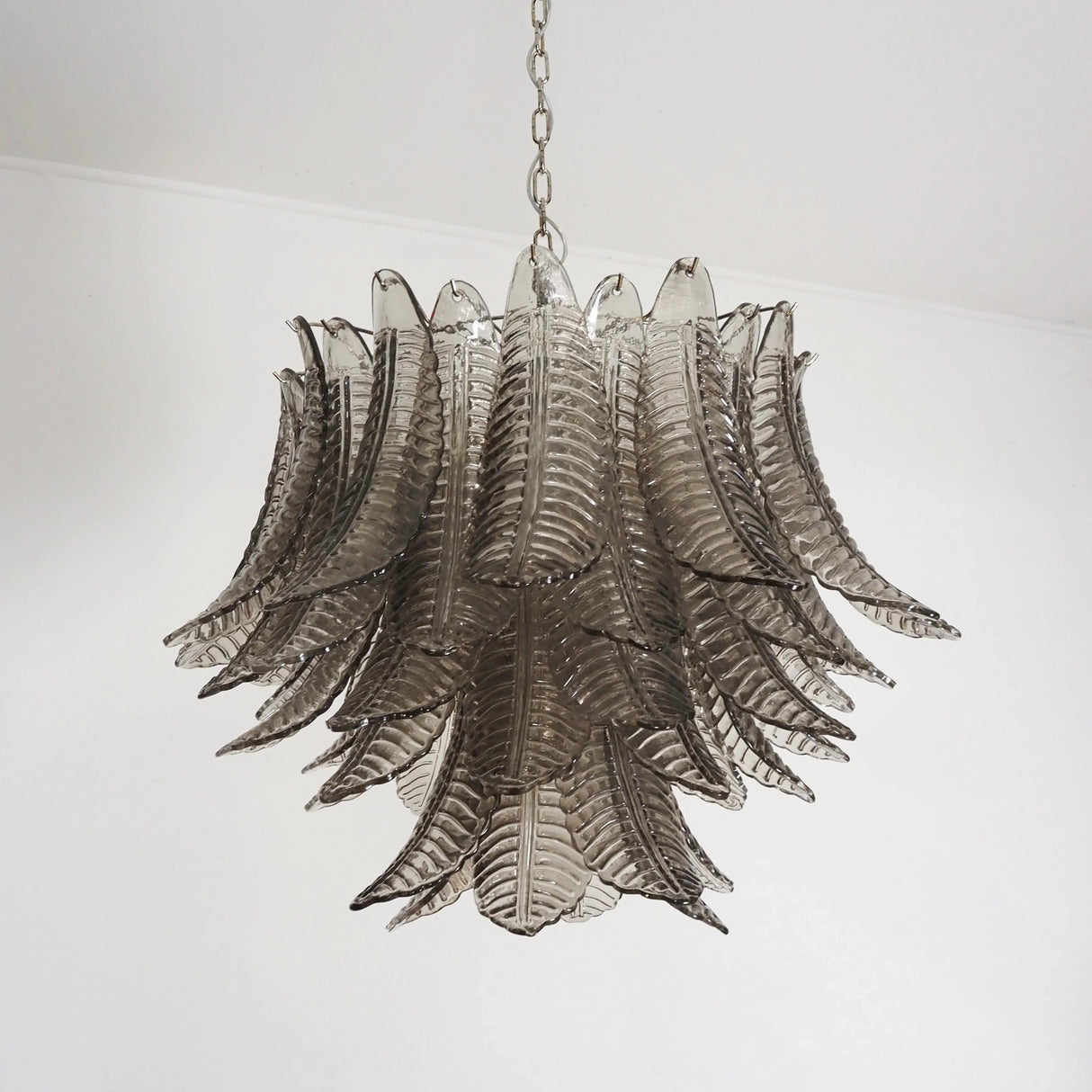 Murano Smoked Ferns Glass Chandelier 31.5"