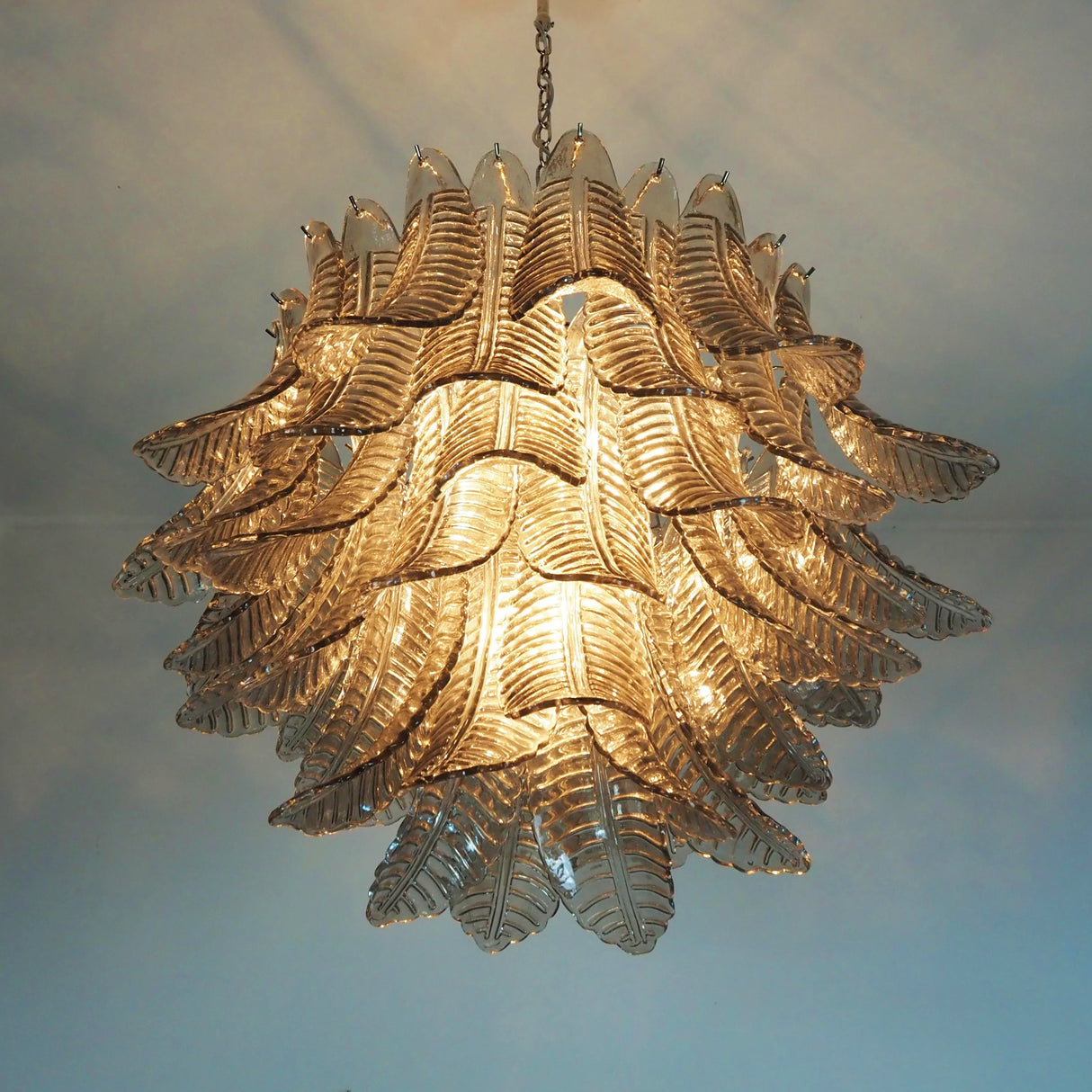 Murano Smoked Ferns Glass Chandelier 31.5"