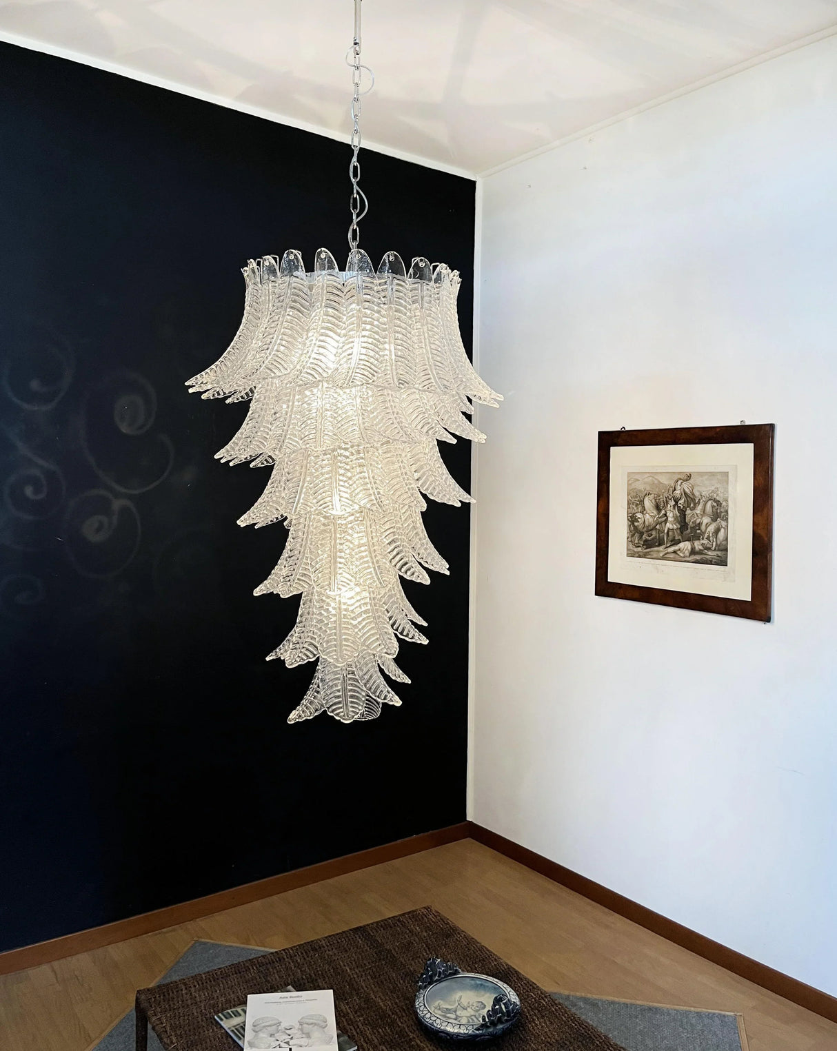 Murano Transparent Felch Spiral Chandelier 27.5"