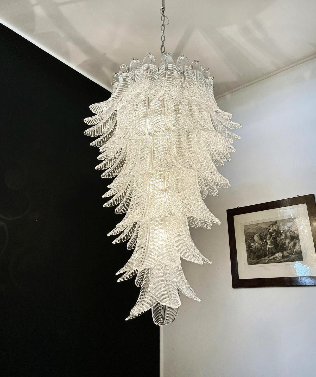 Murano Transparent Felch Spiral Chandelier 27.5"